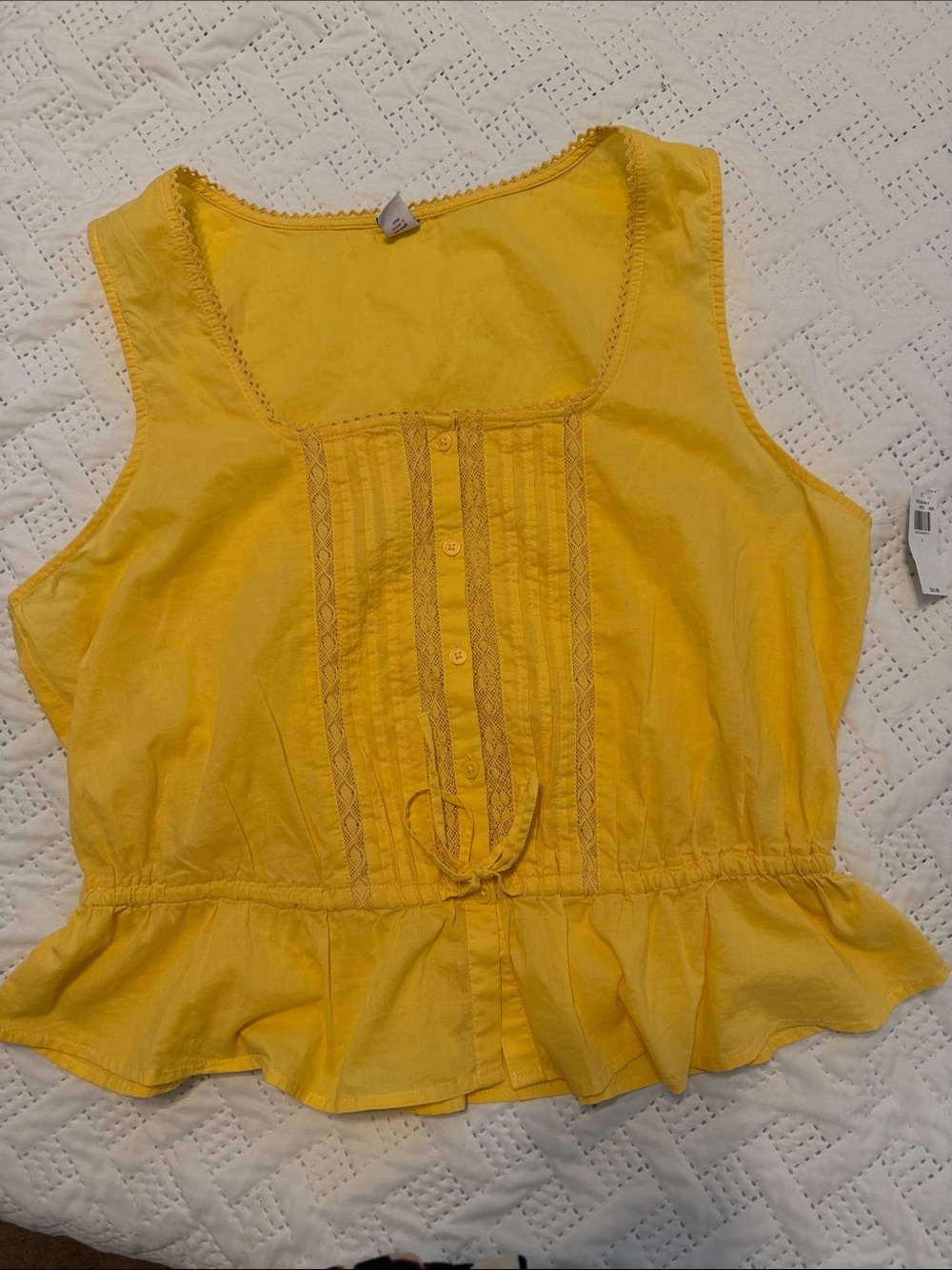 Old Navy Yellow Sleeveless Peplum Tie-Front Tank